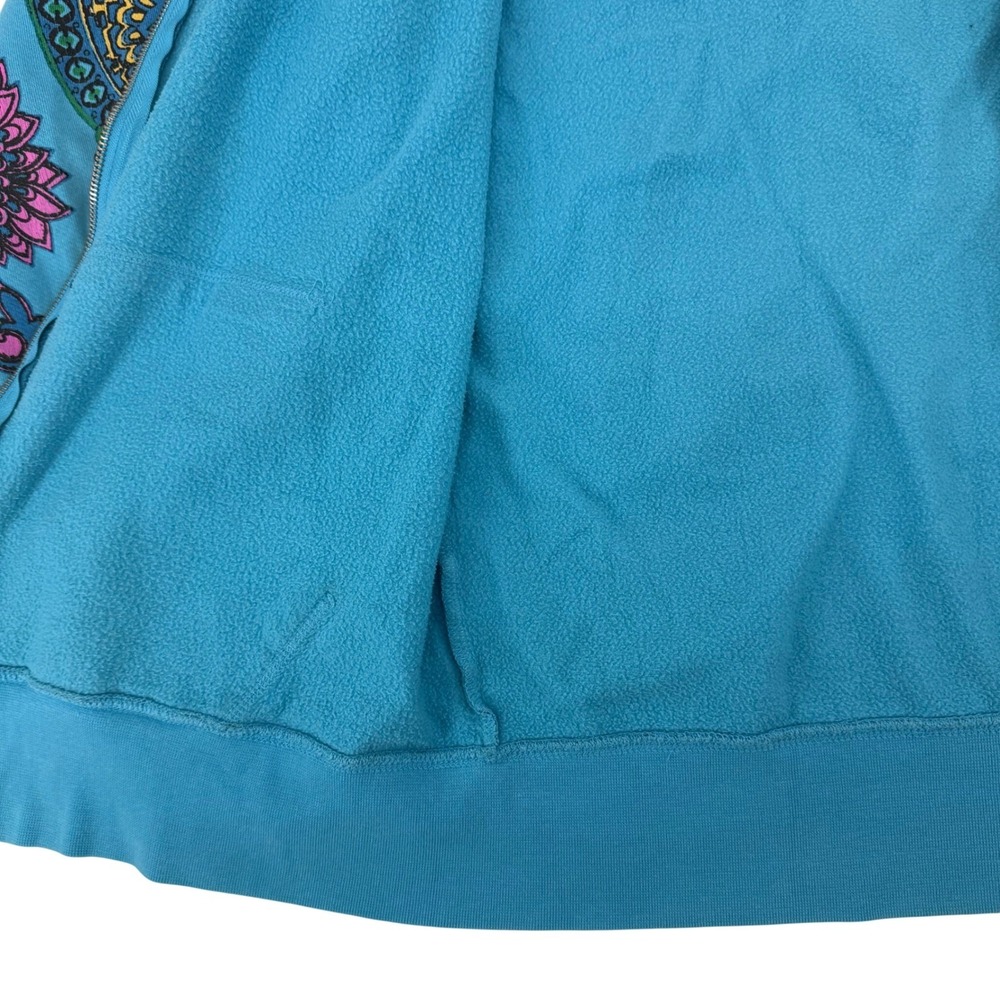 Vintage Y2K Volcom Full Zip Hoodie Paisley Turquoise Pink Large Grunge Skater - Picture 9 of 11